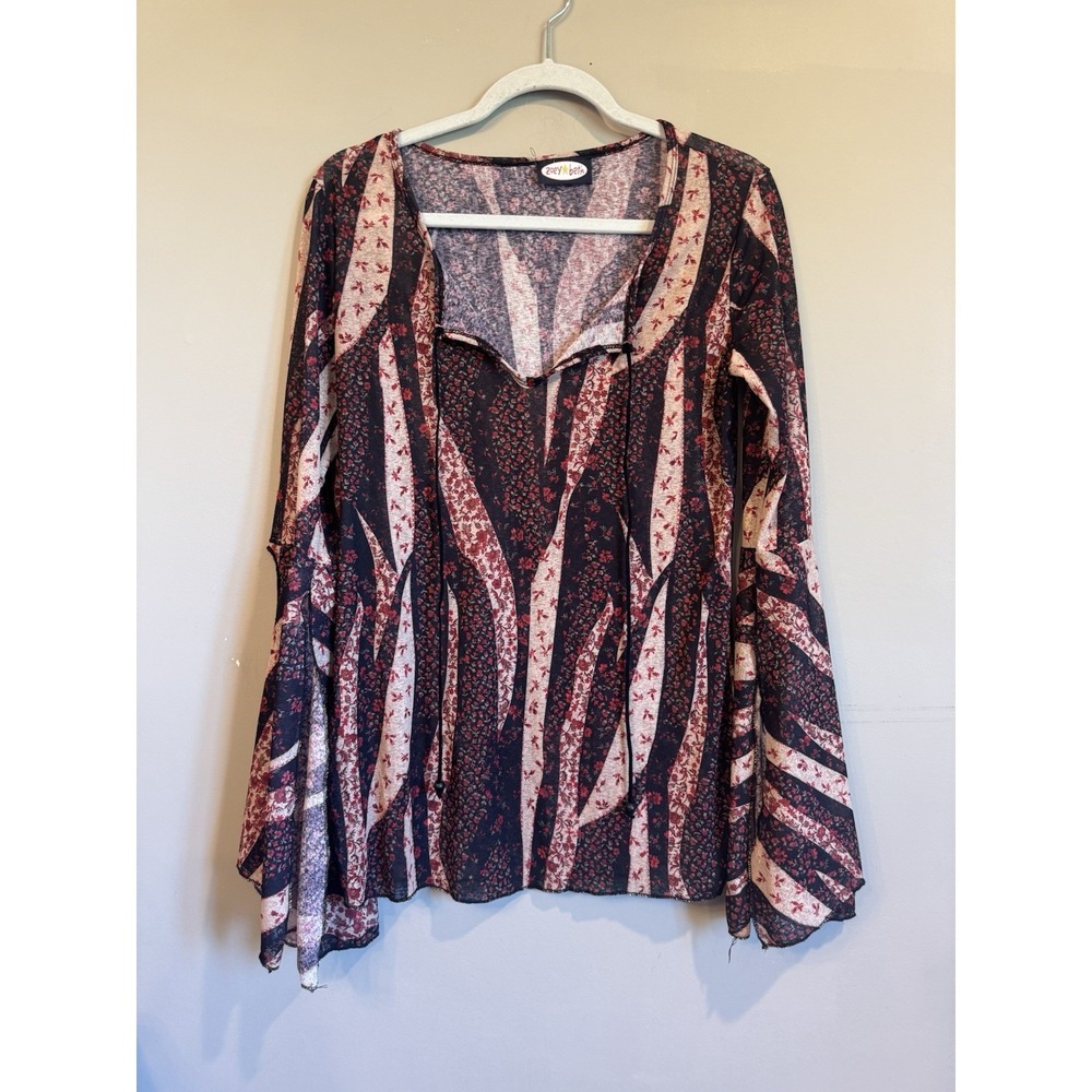 Vintage Zoey Beth Flare Bell Sleeve Red Y2K Top Size Large Fairy Goth